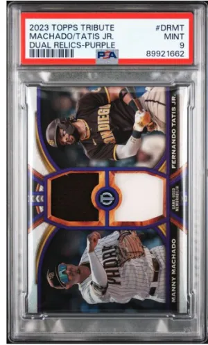 Manny Machado/ Fernando Tatis Jr. 2023 Topps Tribute Dule 
Relic Purple front